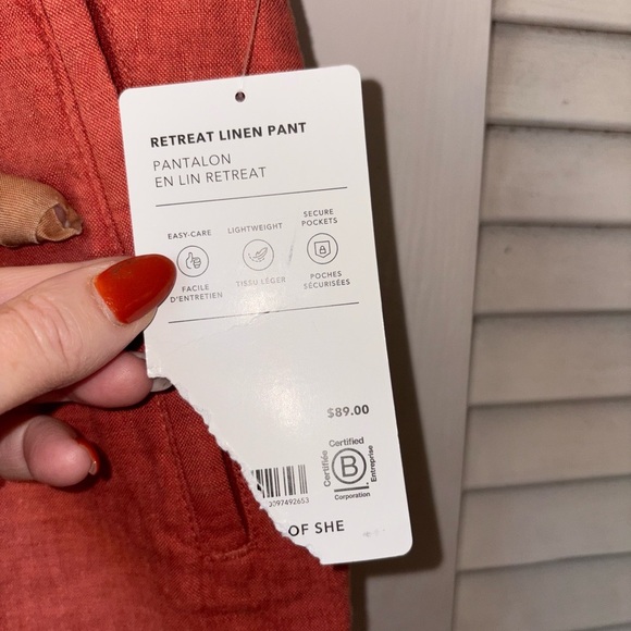 Athleta Retreat Linen Pant Rust Red Size 8 NWT - Picture 4 of 7